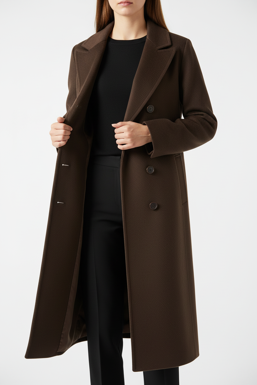 Abrigo marrón con 6 botones