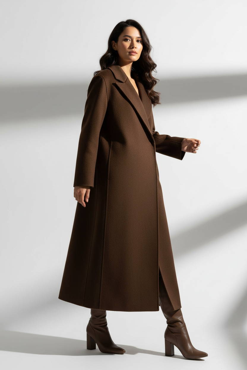 Abrigo marrón vista lateral
