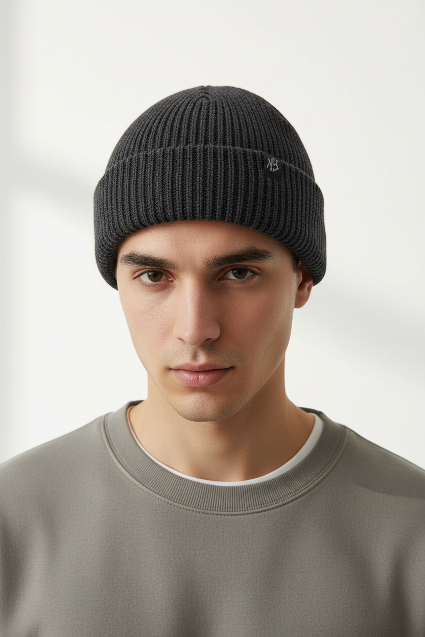 Modelo con gorro gris oscuro NY