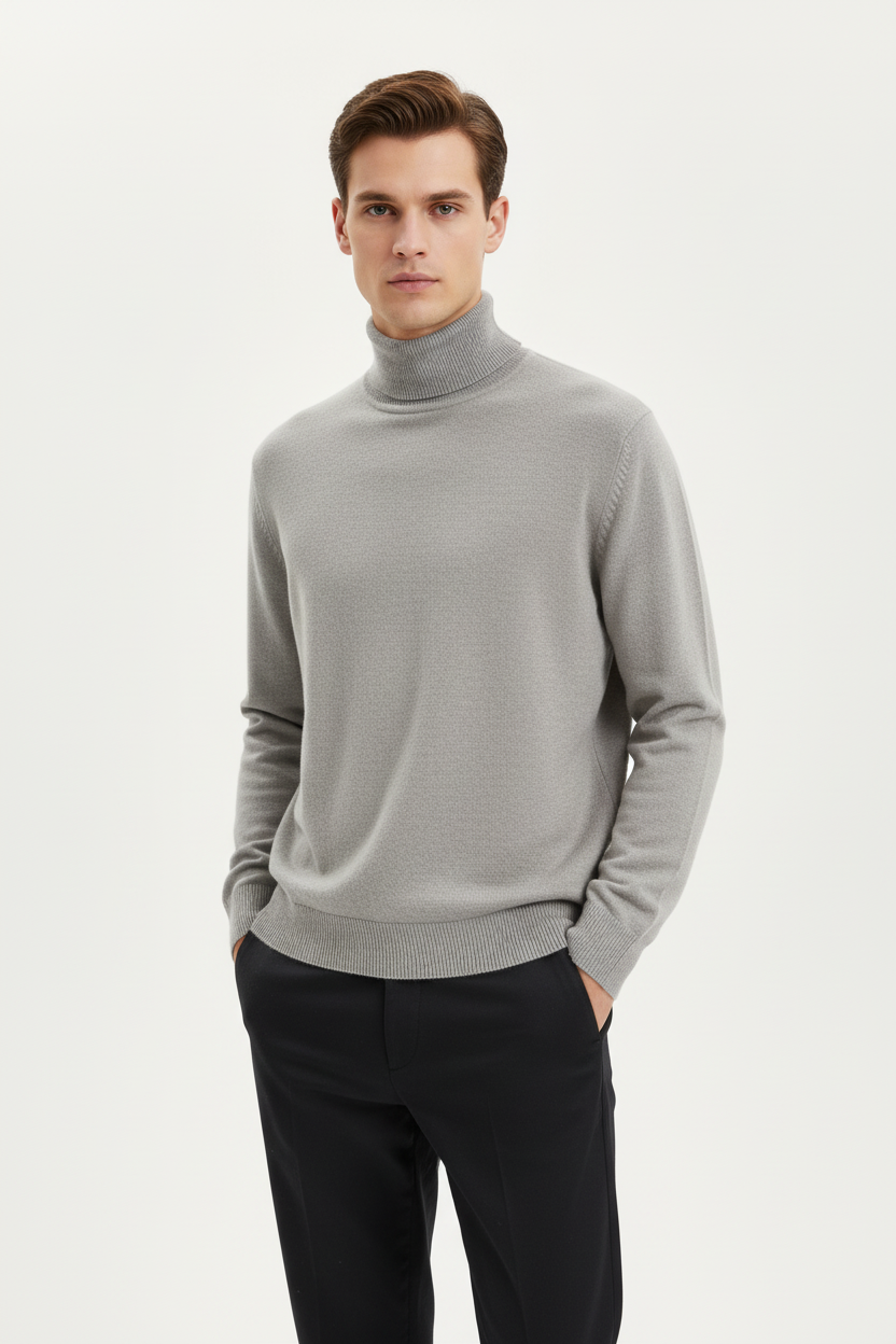 Modelo con jersey gris claro