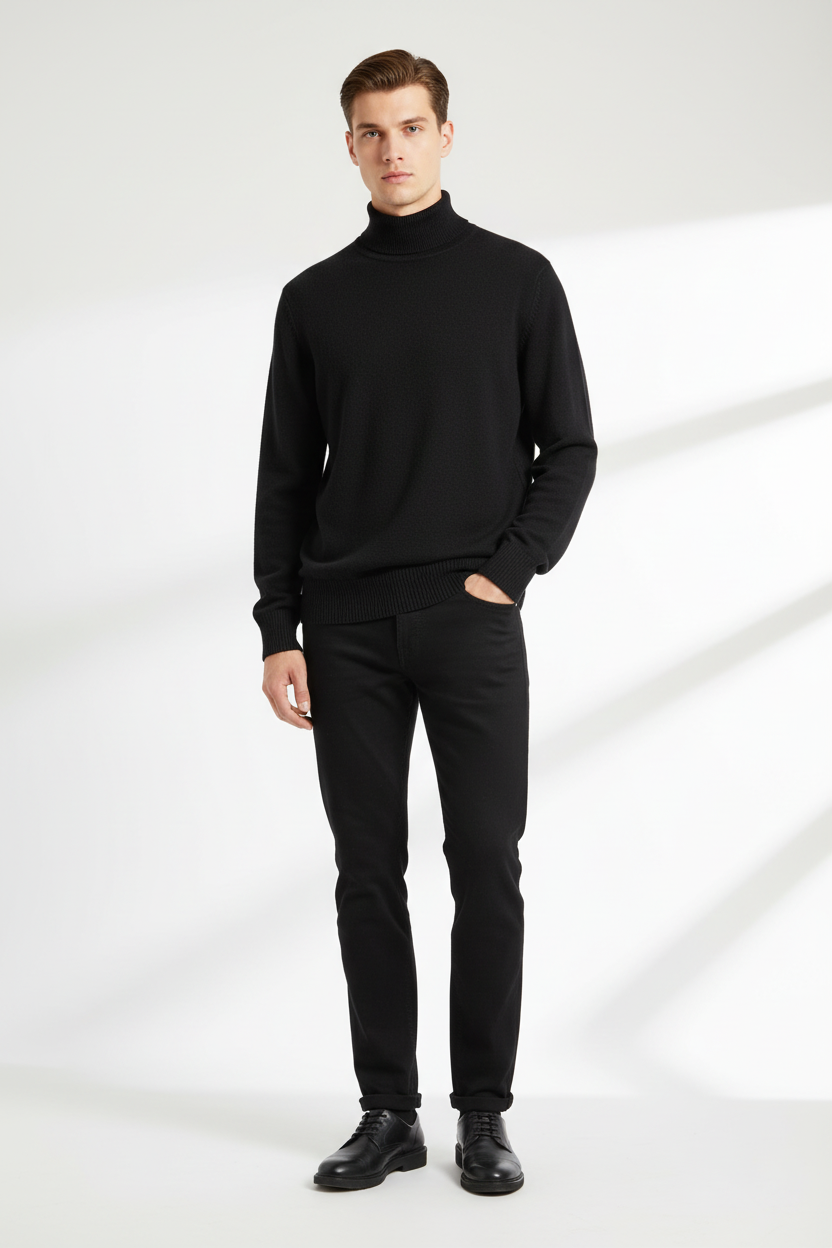 Modelo con jersey negro