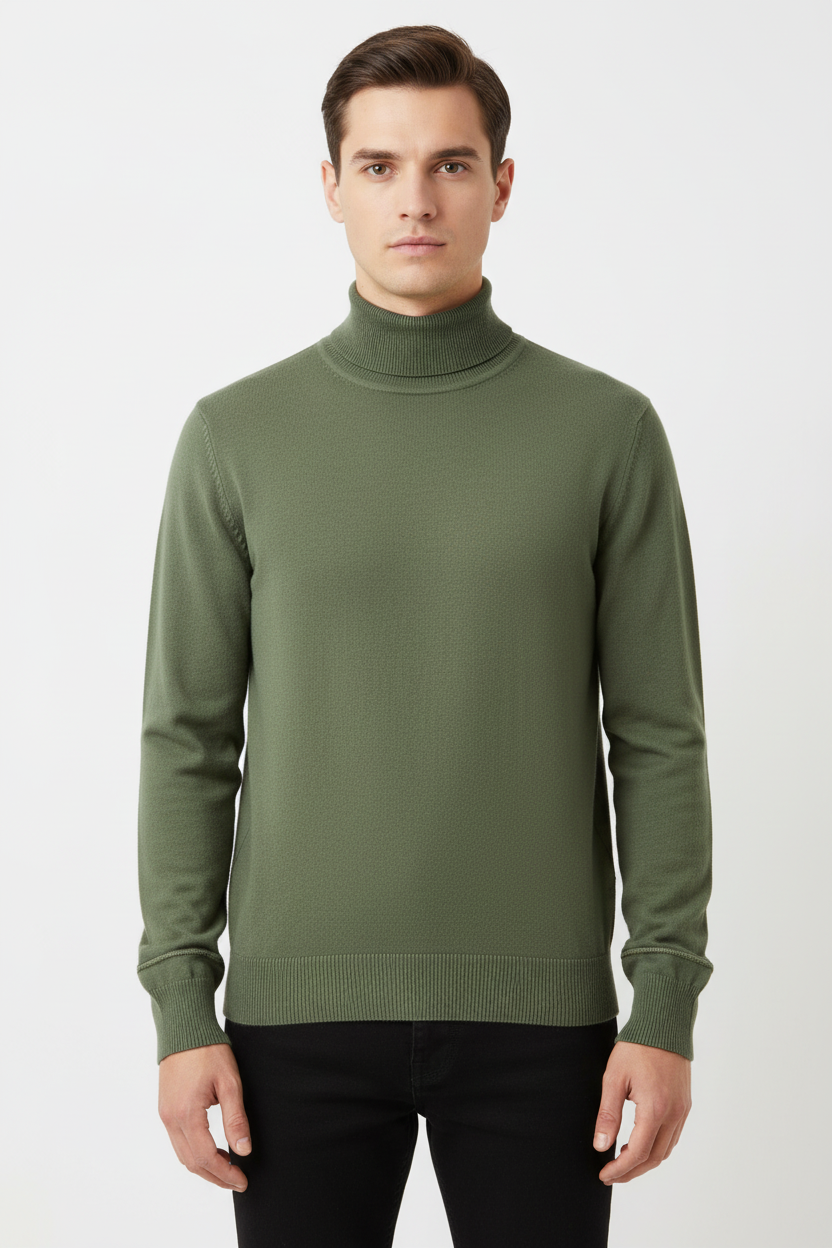 Modelo con jersey verde oliva